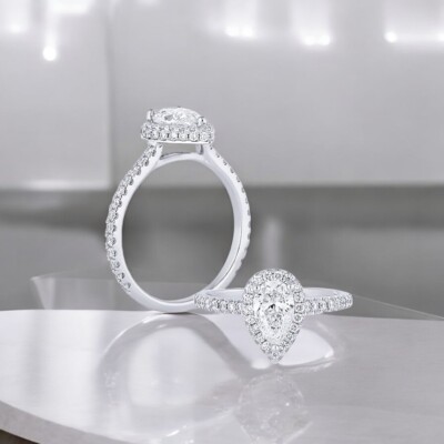 Lab Grown 1,60 Ct Pear Cut Diamond Ring 18K Weißgold Verlobung IGI E F VS