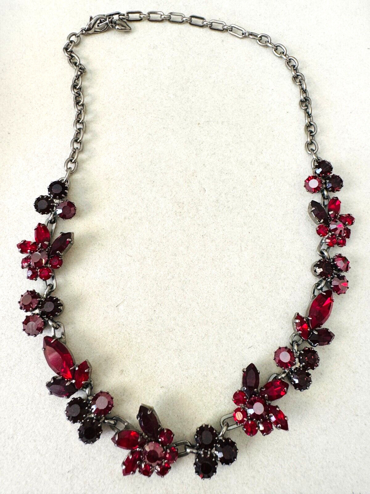 CAROLEE Ruby Blood Red Rhinestone Cluster Silver … - image 7