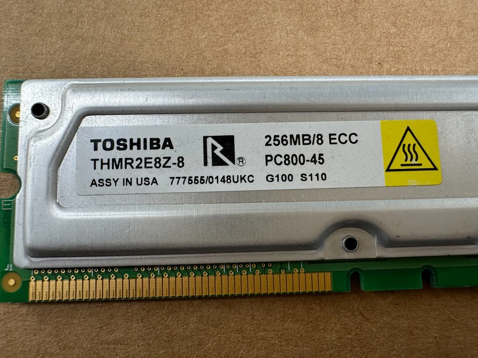 256 MB 184-pin RDRAM Rambus PC-800 ECC-Memory 45ns 'Toshiba THMR2E8Z-8 - Image 2 of 3