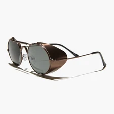 Copper Steampunk Sunglass with Folding Side Shields Green Lens - Bram 