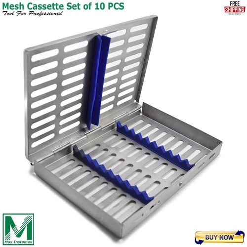 Surgical Sterilization Cassette Tray Box for 10 Tools w/Removable Rubber Insert - Picture 2 of 7