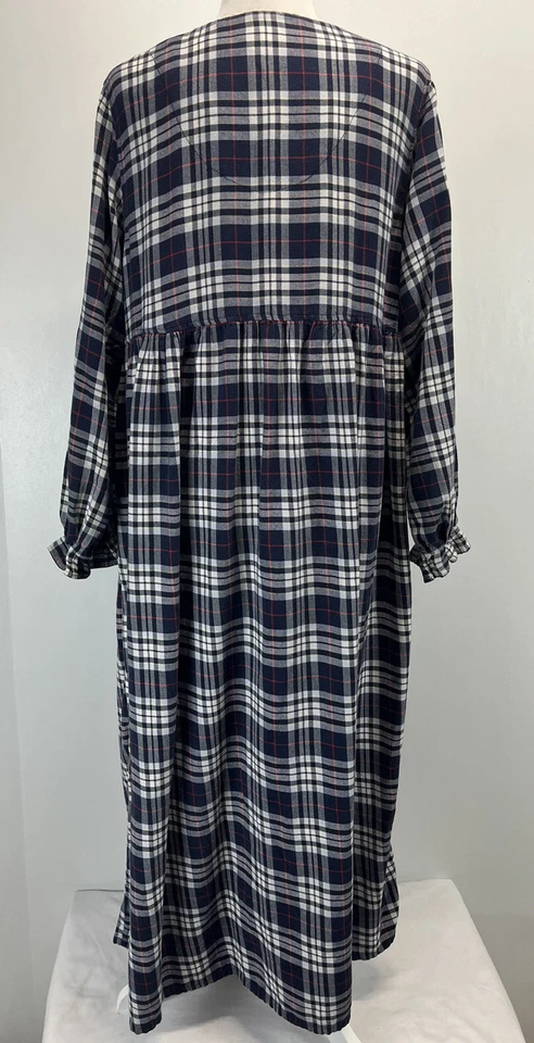 Camisón largo de franela Talbots vintage a cuadros cintura imperio 21" busto salón Foto 3 de 4