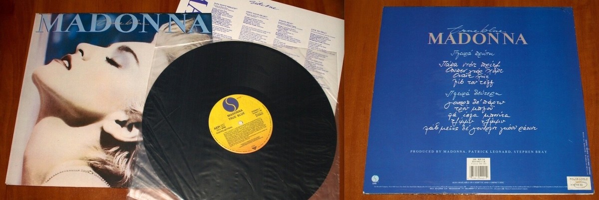 MADONNA TRUE BLUE LP 1st PRESSING VINYL 1986 *RARE* COVER w/ GREEK