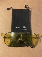 KOTTD Fashion Glasses Yellow Lenses Side Shields Storage Bag