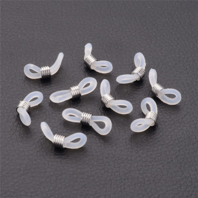 200 Pcs Platinum Iron Findings Eyeglass Holders Glasses Rubber Loop Ends 20x5mm