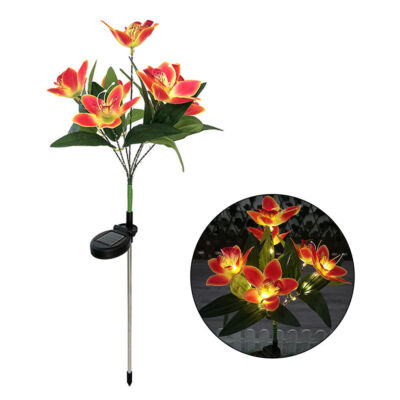 Holiday Garden Solar Lawn Lamp LED Artificial Orchid Flower Ground Light Outdoor