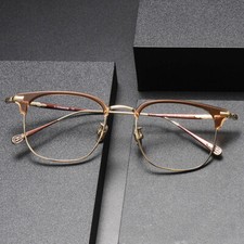 Retro Square Eyeglass Frame Metal Bicolor Myopia Glasses Light Spectacles