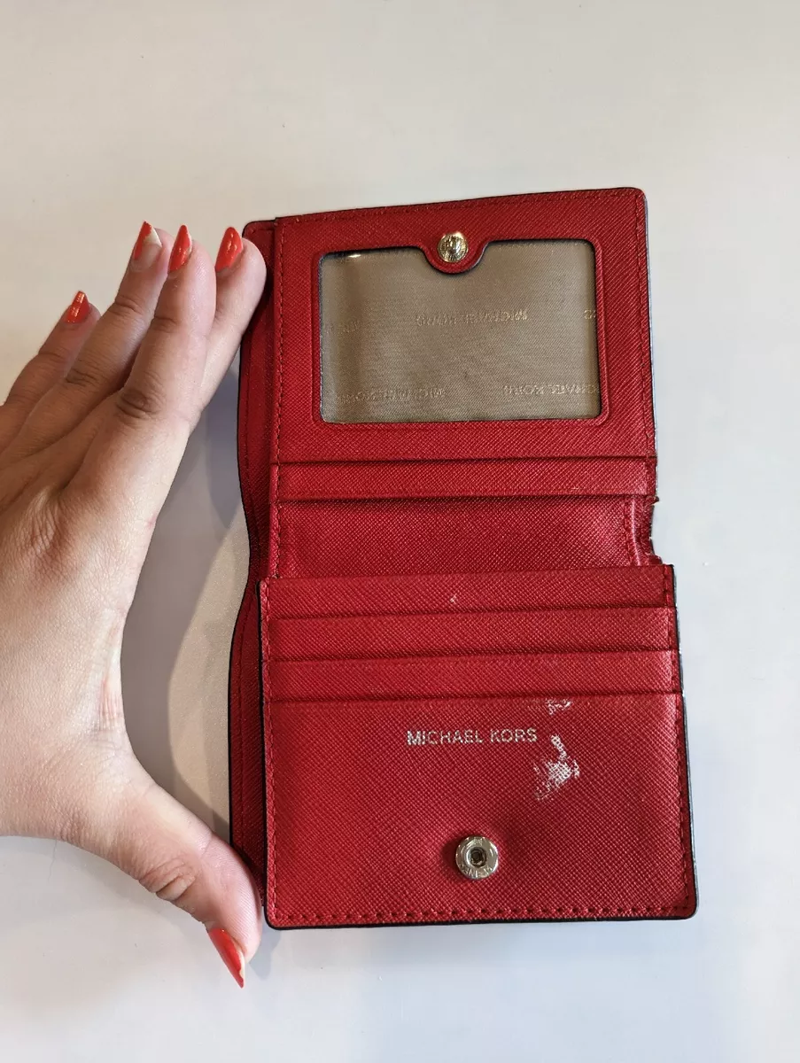 MICHAEL KORS Small Red Leather Wallet Card Case EUC