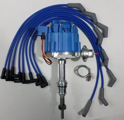 FORD 5.0L 302 EFI to Carb Conversion HEI Distributor + BLUE Spark Plug Wires USA - Bild 1 von 2