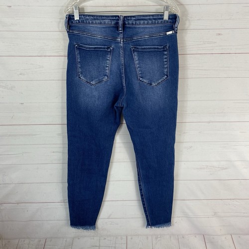 KanCan Maurices High Rise Ripped Hem Cropped Skinny Jeans Sz 30 Blue Stretch - Picture 3 of 13
