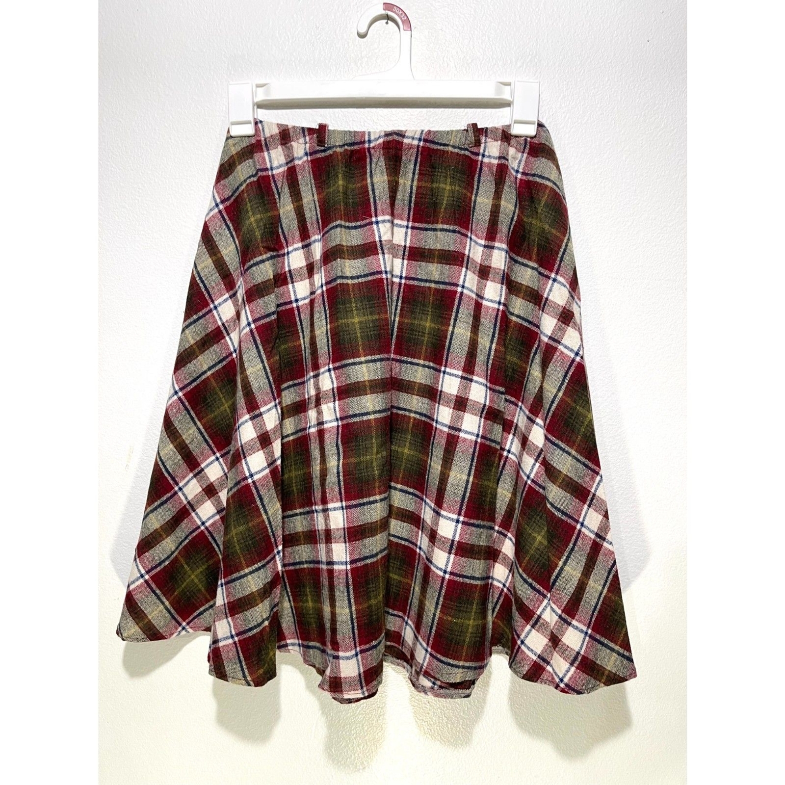 Century vintage wool skirt dark academia preppy burgundy plaid Boston women's
