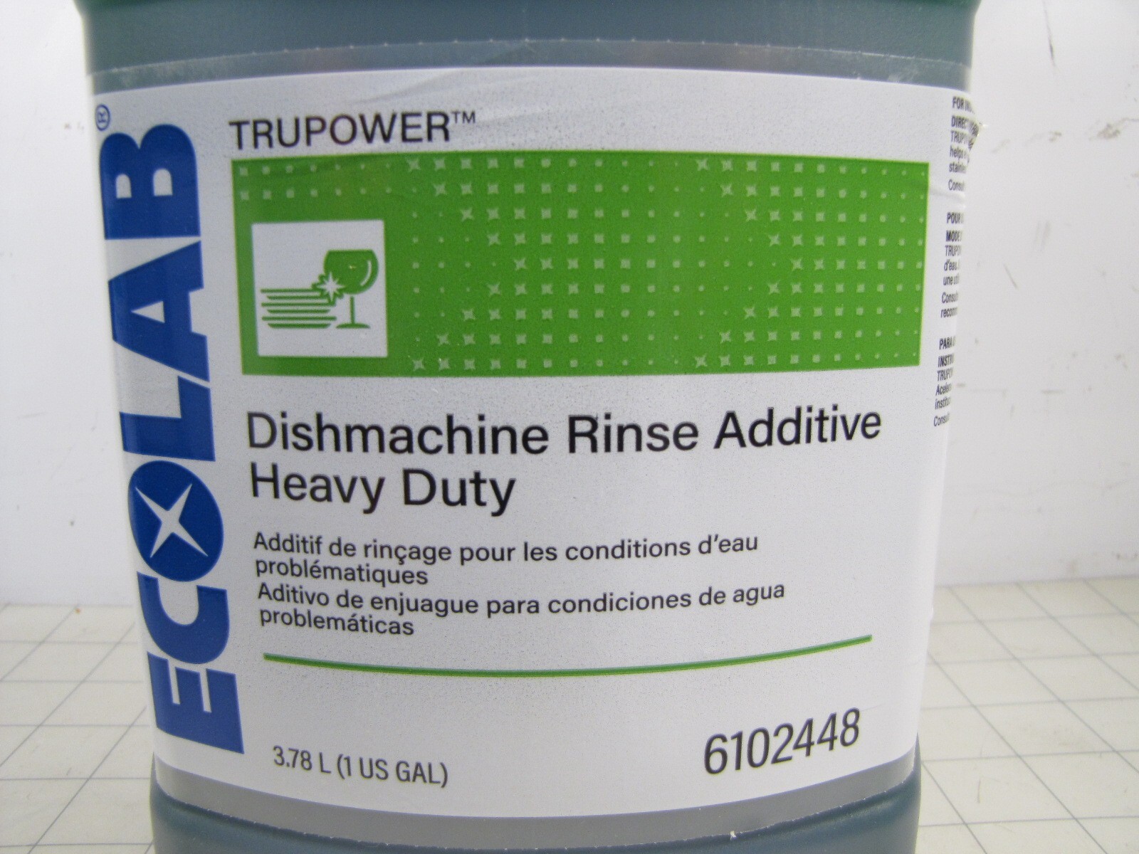 Machine Rinse Additive Ecolab 6102448 TruPower Dish Machine Rinse Additive Heavy Duty 1 Gal ...