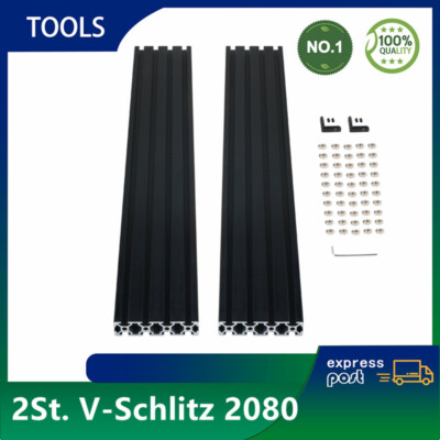 2St. V-Schlitz 2080 ALU Profil Aluprofil 20x80 Aluminium Profil 600mm/1000mm