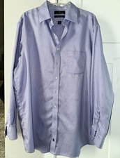 Hart Schaffner Marx Non-Iron Purple Check Dress Shirt 17/35 Spread Collar