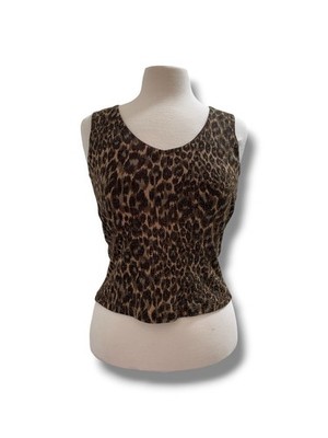 Vintage Y2K Charlotte Russe Leopard Sleeveless Blouse Size Small Cheetah Print