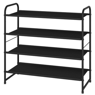 Simple Trending 4-Tier Stackable Shoe Rack, Expandable 4 Tiers, Black, Black 