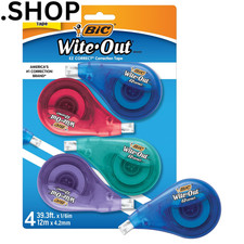 BIC Wite-Out Brand EZ Correct Correction 4 Count Pack of 1 , White Tape