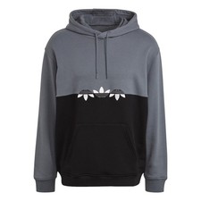 adidas ORIGINALS MEN'S ADICOLOR SLICED TREFOIL HOODIE BLACK BLUE RETRO NEW BNWT