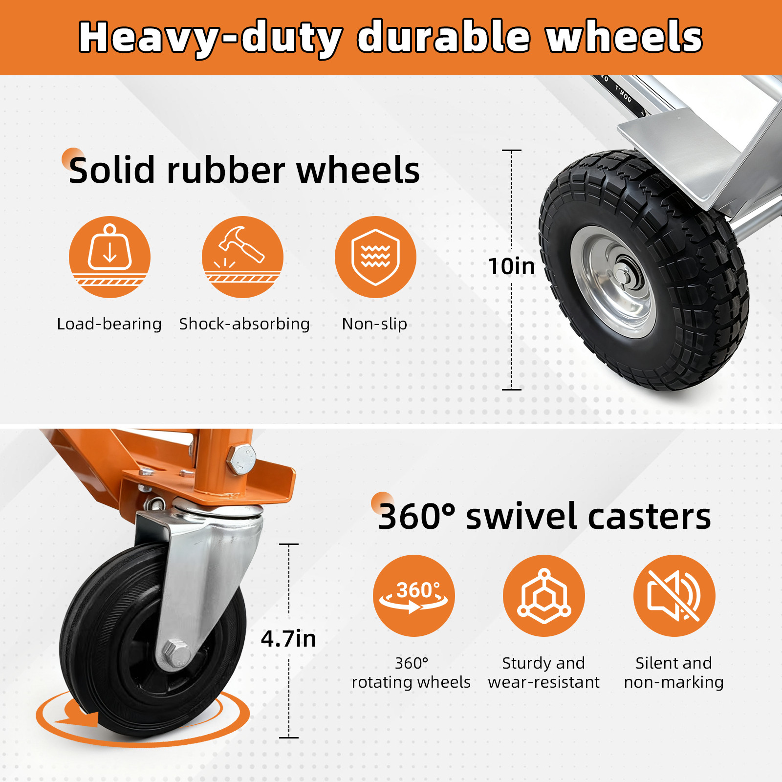 Aluminum Convertible Hand Truck 4-in-1000 Lbs Capacity Heavy Duty Dolly Cart