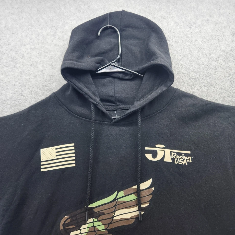 Sudadera con Capucha Honda Para Hombre Grande Negra Camuflada Ala Logo JT Racing EE. UU. Pullover Licencia Foto 2 de 4