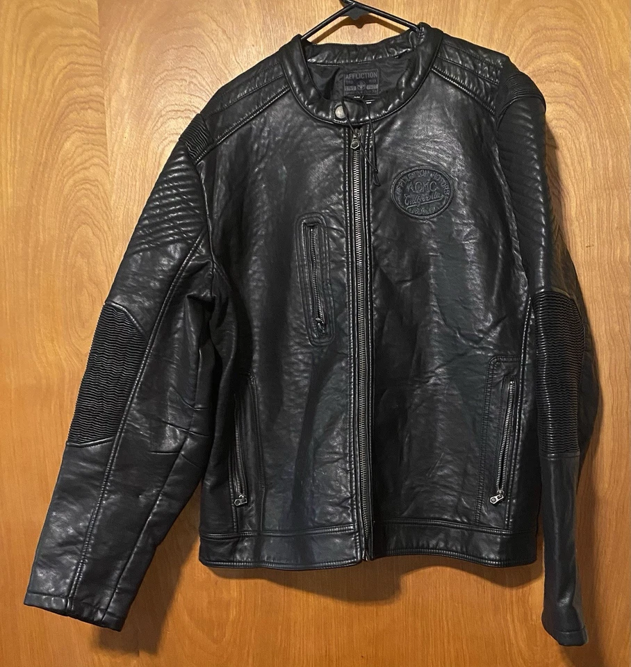 Affliction Live Fast American Customs California Faux Leather Jacket XXL - Image 2 of 4