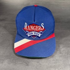 Vintage New York Rangers Snapback Hat Blue Red Side Liner Hockey NHL Faded