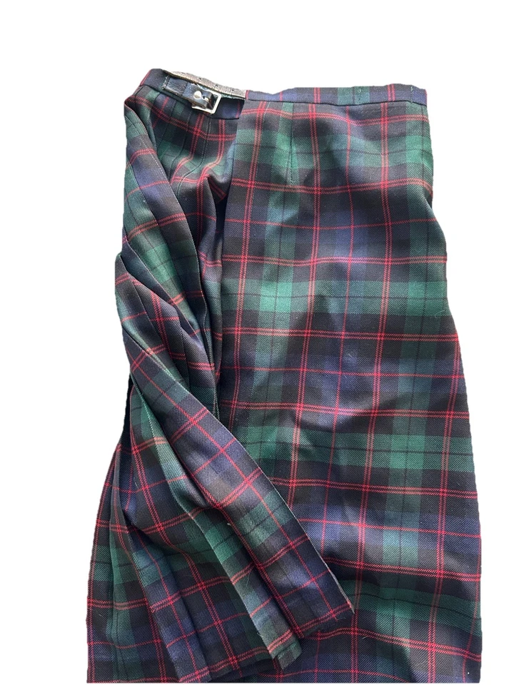 Falda escocesa Lochcarron 100 % lana nueva hecha en Escocia azul verde rojo tartán Foto 3 de 4