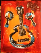 GUITAR    Modern Abstract   Original Oil Painting  IMPRESSIONIST CANADA  H9YG9