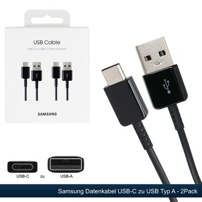 Original Samsung Datenkabel USB-C zu USB-A Ladekabel EP-DG930 1,5 m Black 2Pack