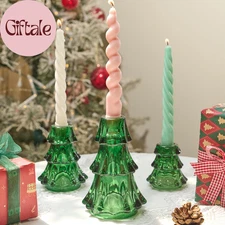 Christmas Tree Candle Holders Xmas Glass Taper Candlestick Holders Thickened wit