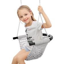 Hand-Knitting Toddler Swing Seat for Kids with Adjustable Ropes, Li... Fast Ship
