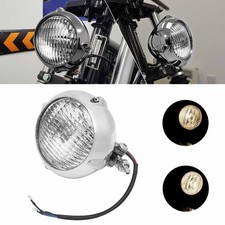 Motorcycle 5.3 Retro Round H4 Headlight Hi/Lo Headlamp For Harley Bobber Chopper