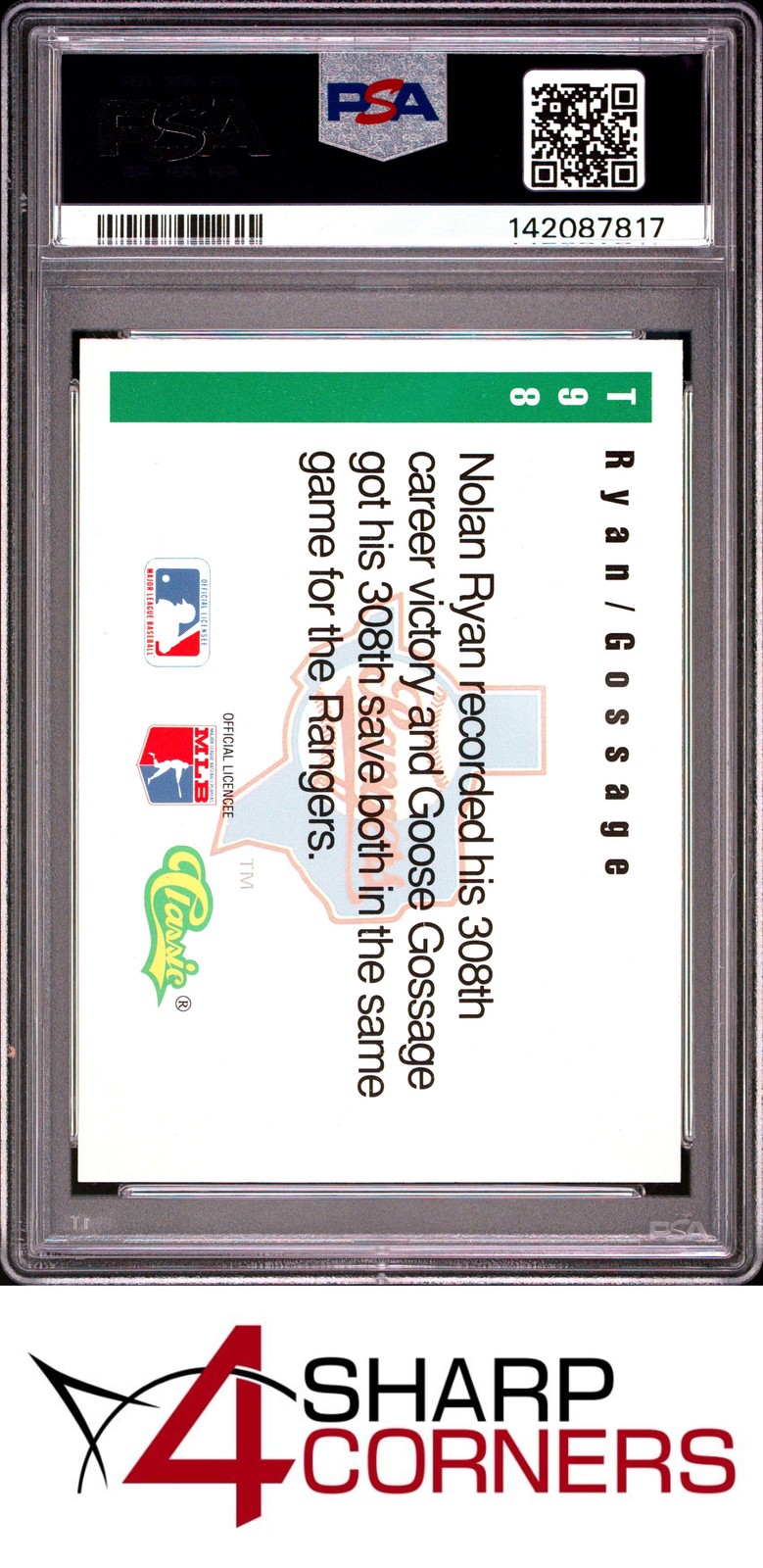 1991 CLASSIC SERIES III #T98 NOLAN RYAN-RICH GOOSE GOSSAGE HOF PSA 10 view 2