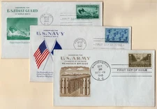 #934 U.S. Army, #935 U.S Navy, #936 U. S. Coast Guard, Var. Dates, Grimsland