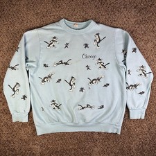 Vintage Cat AOP All Over Print Crewneck Sweatshirt XL 80s 90s Nature Art Cute