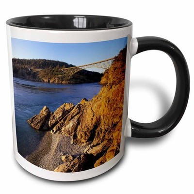 3dRose Deception Pass Bridge Mug Whidbey Fidalgo Islands Two Tone 11oz