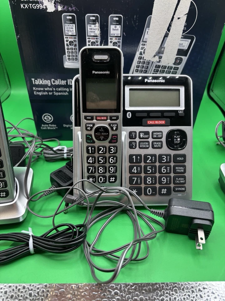 Panasonic KX-TG994SK DECT 6.0 Bluetooth 4-Handset Cordless (missing one phone) - Image 3 of 4