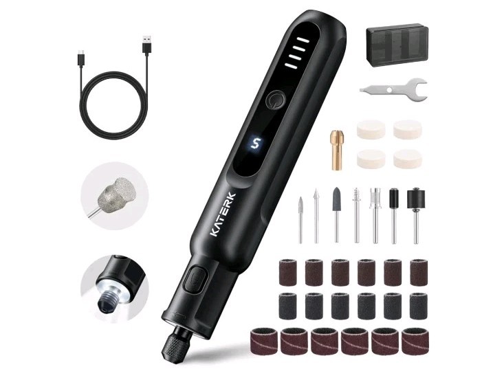 Dog nail grinder and trimmer 5 spd, LED light, USB, 32 p. kit, Black, brand new