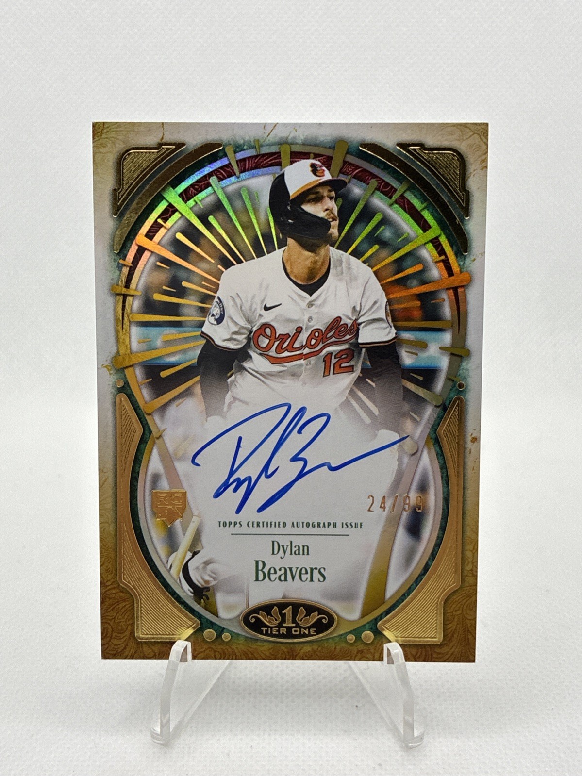 2026 Topps Tier One Dylan Beavers Xplosions Auto On Card /99 Orioles Rookie RC