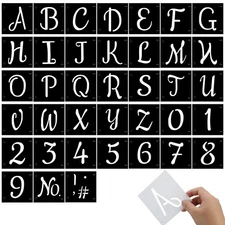 38 Pieces Letter and Number Templates - Reusable Plastic Alphabet Art Craft S...