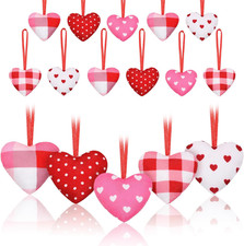 30 PCS Fabric Heart Ornaments for Valentine's Tree, Weddings, and DIY Crafts