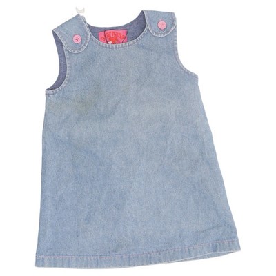 Latzkleid, Größe: 92, Blau, Baumwolle/Polyester, Einfarbig, Denim, Mädchen #Hpz