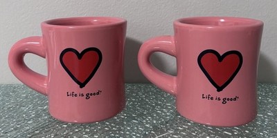 Life is Good (Set of 2) Heart  Do what you like. Like what you do.  Coffee Mugs