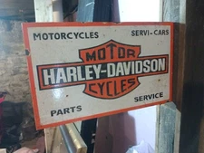 Harley 16.75"X10"  Porcelain Enamel Over Steel Service Station Flange Sign 