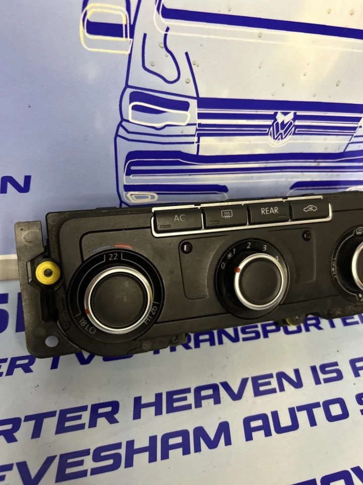 PANEL DE CONTROL DE CALEFACCIÓN DE AIRE ACONDICIONADO GENUINO VOLKSWAGEN TRANSPORTER T6 2015-2020 CON PARTE TRASERA Foto 3 de 4