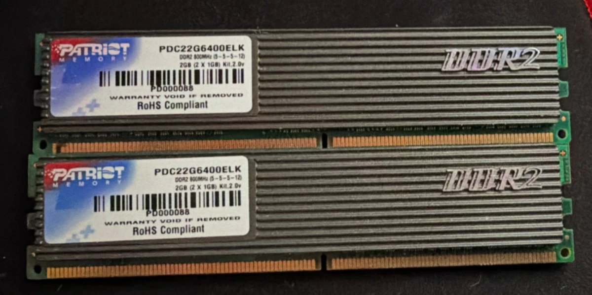 Mémoire Patriot 4 Go DDR2 800 MHz - Double Canal, 240 Pins, Neuve
