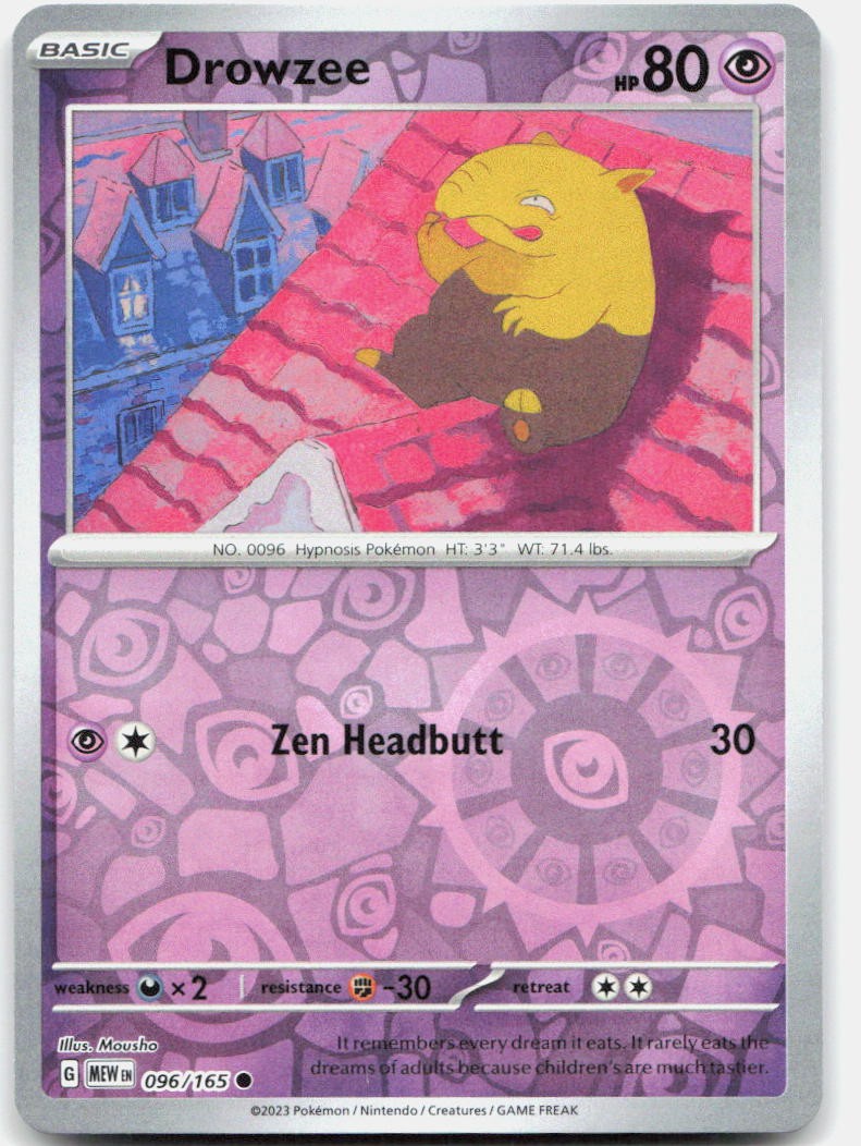 Drowzee 096/165 Common 151 Pokemon Reverse Holo Near Mint
