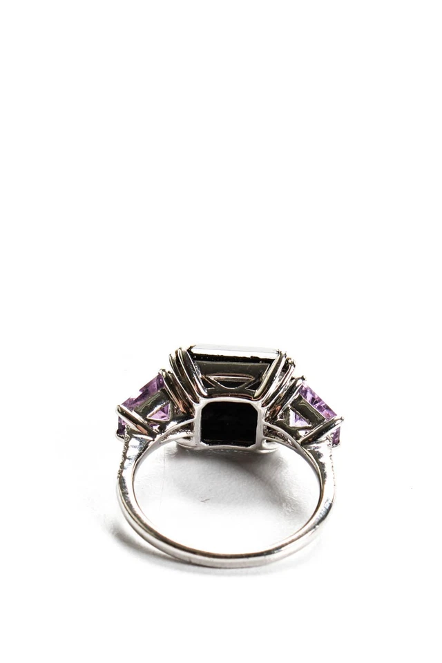 Anillo pavé espinela amatista piedra principal ónix plata esterlina rarezas talla 8 Foto 3 de 4