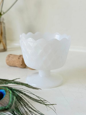 Vintage Milchglas Fußschale