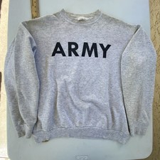 Vintage 90s US Army Sweatshirt Made in USA 50/50 Gray Crewneck Medium PT Phys Ed